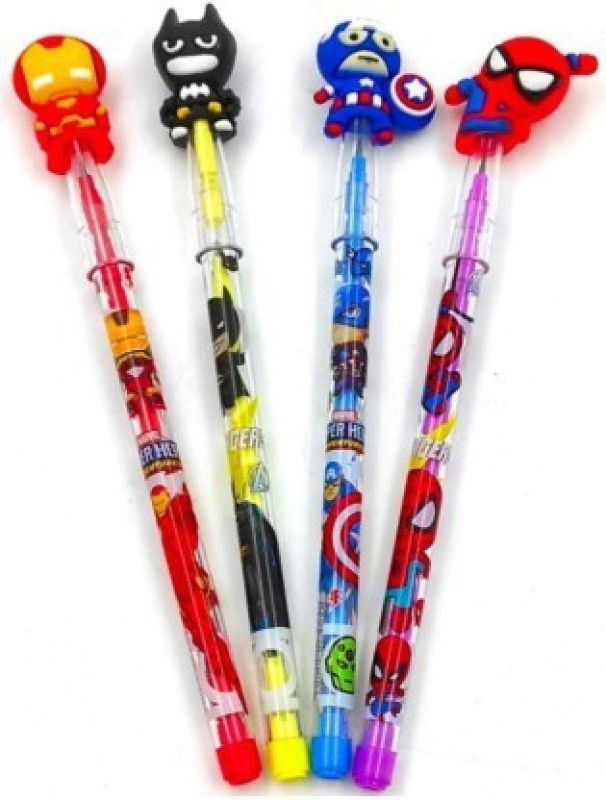 Juneja Enterprises Avengers Pencil Pack of 4 Designer Bullet Pencils Avenger Superhero for kids Pencil  (Set of 4, Multicolor)