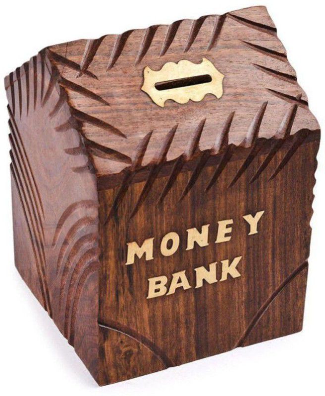 Woodykart Wooden Piggy Bank (woodykart110) Coin Bank  (Brown)