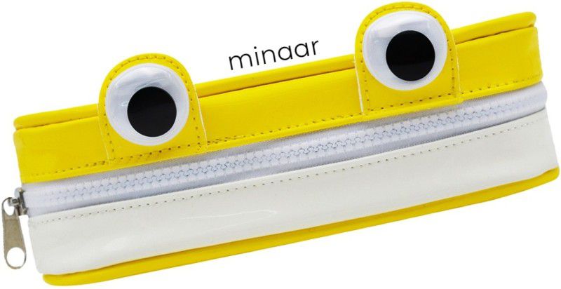 MINAAR Multipurpose Stationery Organizer Pencil Pouch For School Kids Wobbly Eyes Art Polyester Pencil Box  (Set of 1, Yellow)