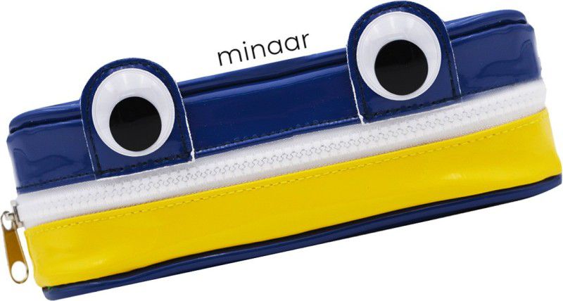 MINAAR Multipurpose Stationery Organizer Pencil Pouch For School Kids Wobbly Eyes Art Polyester Pencil Box  (Set of 1, Yellow, Blue)