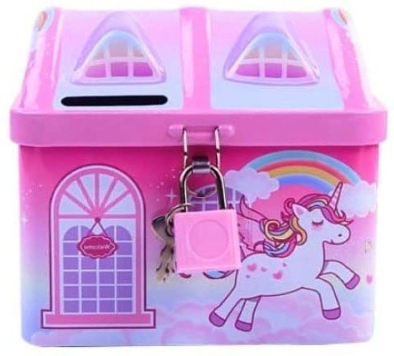 GAMLOID House Model Piggy Bank Money Collecting Box Unicorn Coin Children Room Decor Coin Bank  (Multicolor)