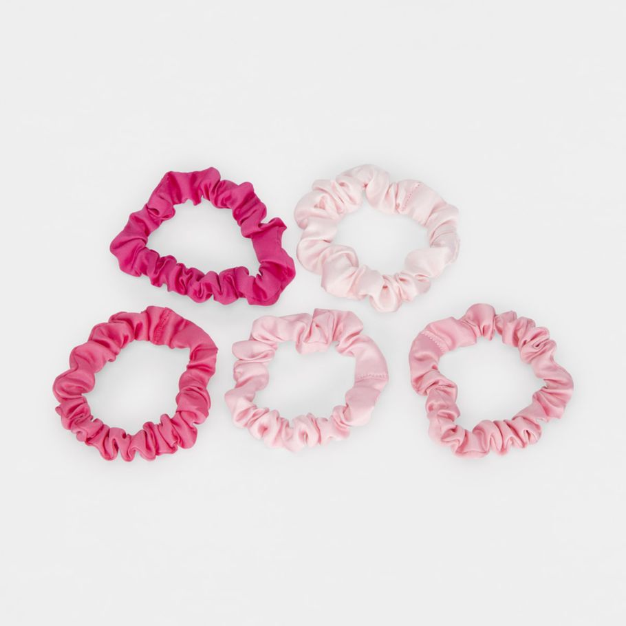 5 Pack Mixed Scrunchies - Pink