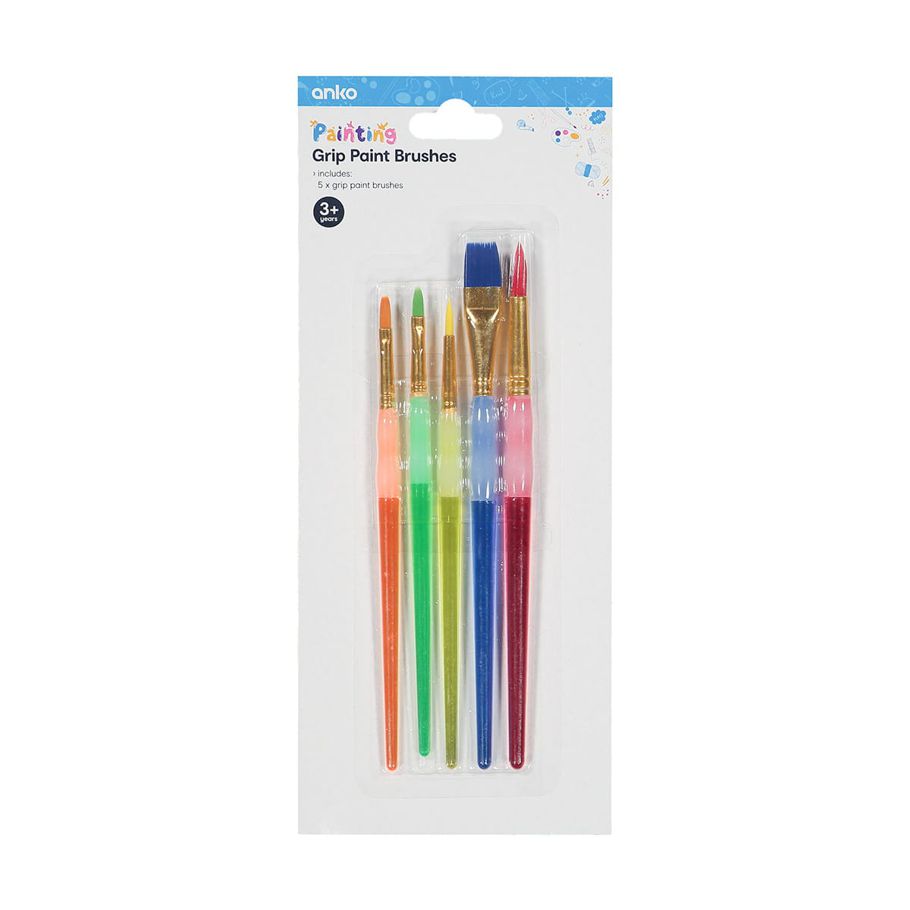 5 Pack Grip Paint Brushes