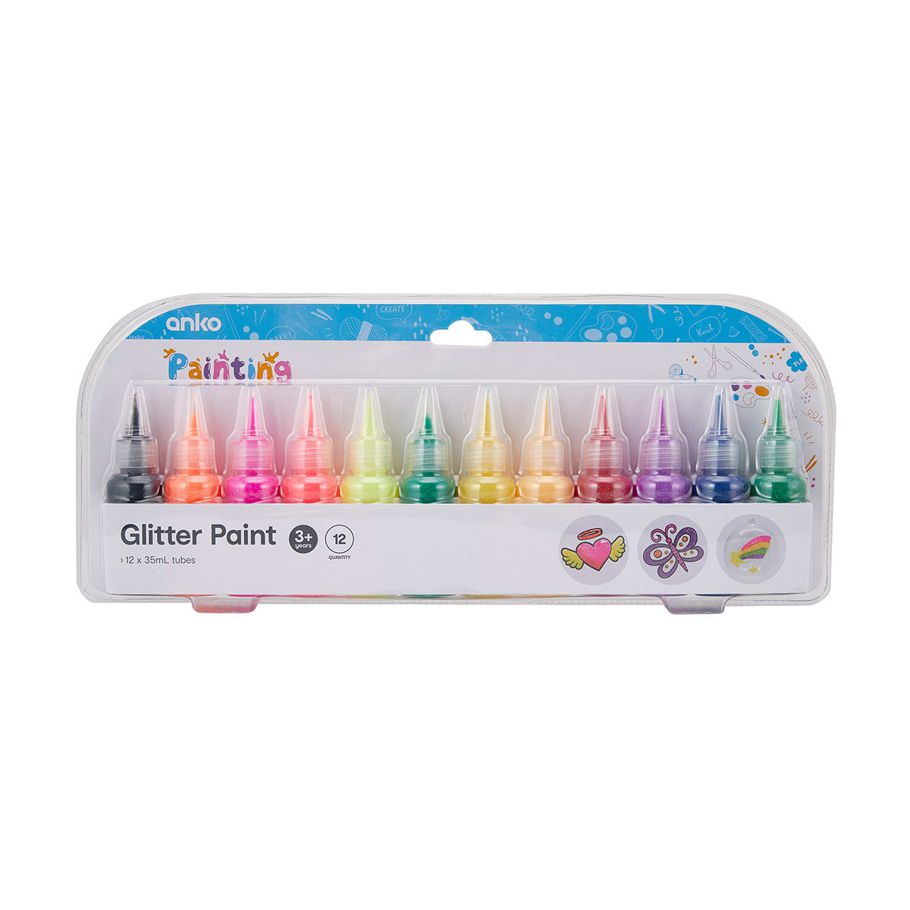 12 Pack 3D Glitter Paints