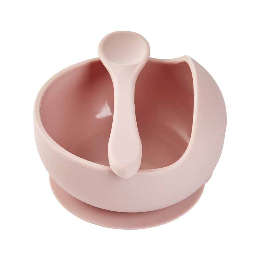 Silicone Suction Lip Bowl and Spoon - Pink