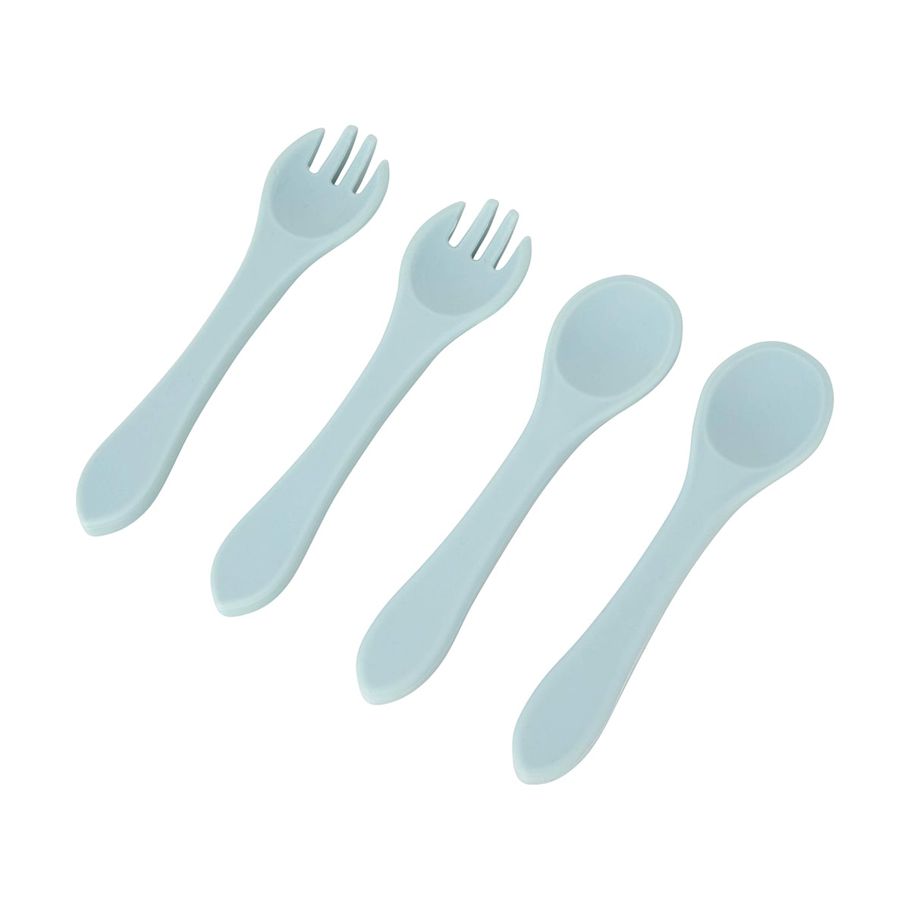 4 Piece Silicone Spoon & Fork Set - Teal