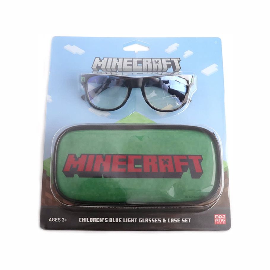 Minecraft License Blue Light Glasses and Case Set