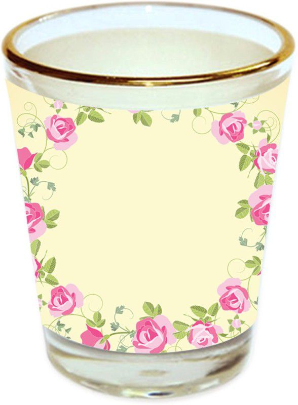 Sri Sai Shopping vodka shot glass multicolor floral design with golden rim for home and bar accessories 40ml (style-10418) Glass Shot Glass  (40 ml, Glass, Multicolor)