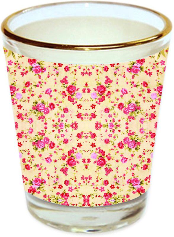 Sri Sai Shopping vodka shot glass multicolor floral design with golden rim for home and bar accessories 40ml (style-10535) Glass Shot Glass  (40 ml, Glass, Multicolor)