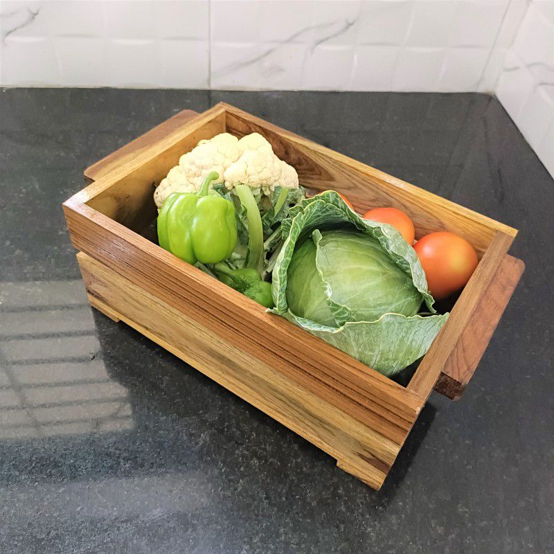 Wisekrafter Wooden Multipurpose Onoin/Potato/ Storage Stand/ Basket/ Rack/ Shelf Wooden Fruit & Vegetable Basket  (Brown)