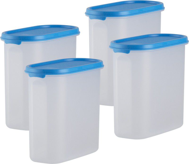POLYSET Magic Seal Oval Container 1700ML White Bottom Blue Lid, - 1700 ml Plastic Utility Container  (Pack of 4, Blue)