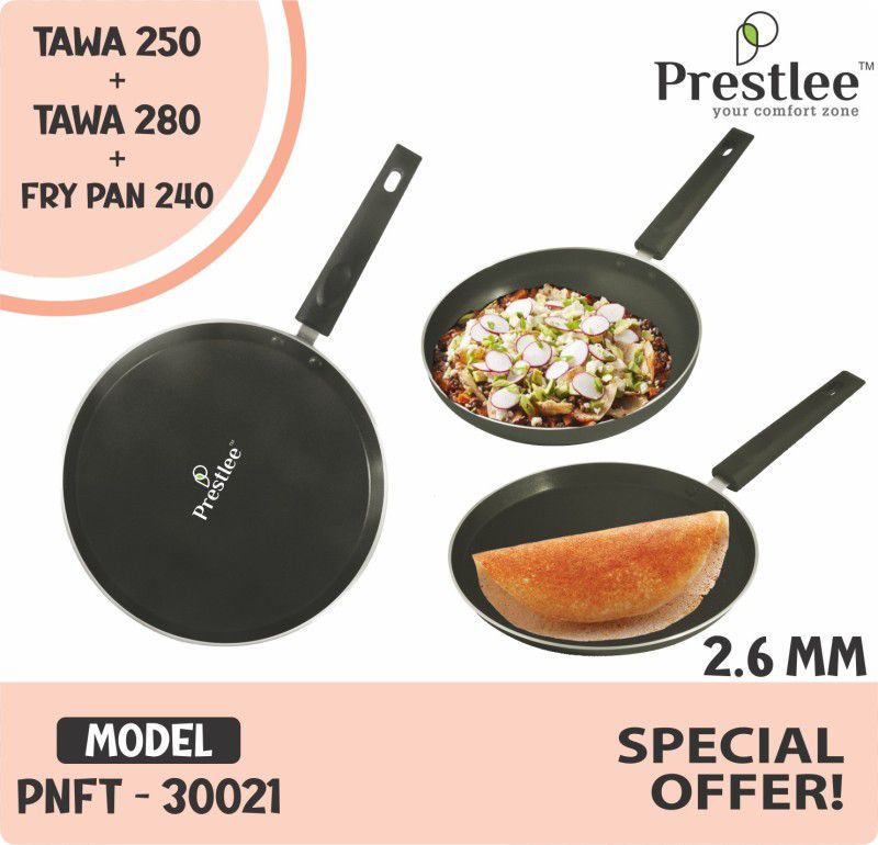 Sabari Prestle PNFT/30021 Non-Stick Coated Cookware Set/Dosa Tawa/Fry Pan Tawa Combo Fry Pan 24 cm diameter 0.5 L capacity  (Aluminium, Non-stick)