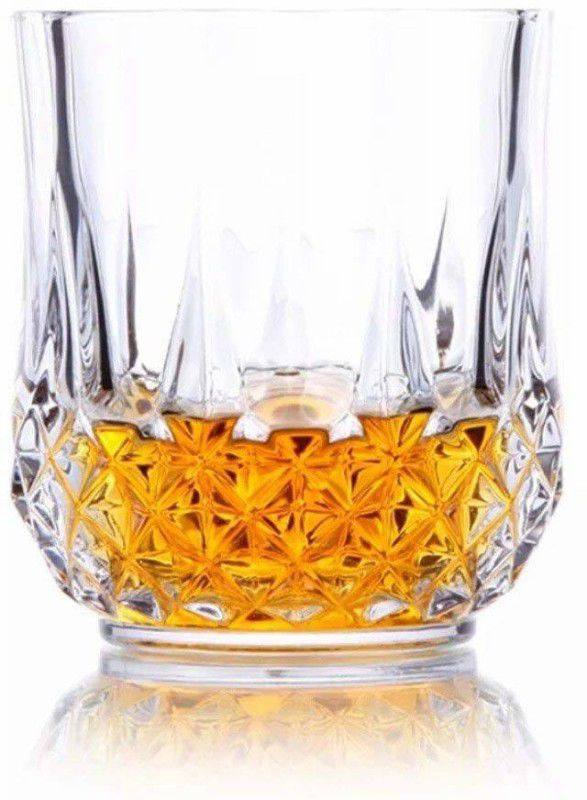WELIXA (Pack of 6) Crystal cut diamond whiskey glass set of 6 clear 310ml Glass Set Whisky Glass  (310 ml, Glass, Clear)