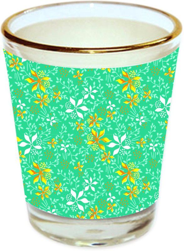 Sri Sai Shopping vodka shot glass multicolor floral design with golden rim for home and bar accessories 40ml (style-10192) Glass Shot Glass  (40 ml, Glass, Multicolor)