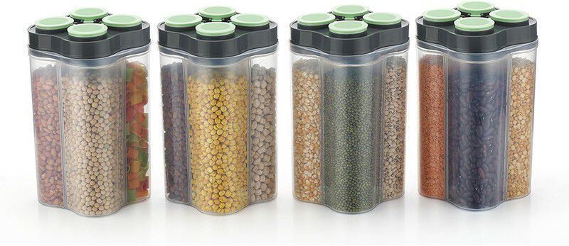 DELSHA Plastic Grocery Container Set for Kitchen Storage Red-2500ml-4 - 2500 ml Plastic Grocery Container  (Pack of 4, Multicolor)