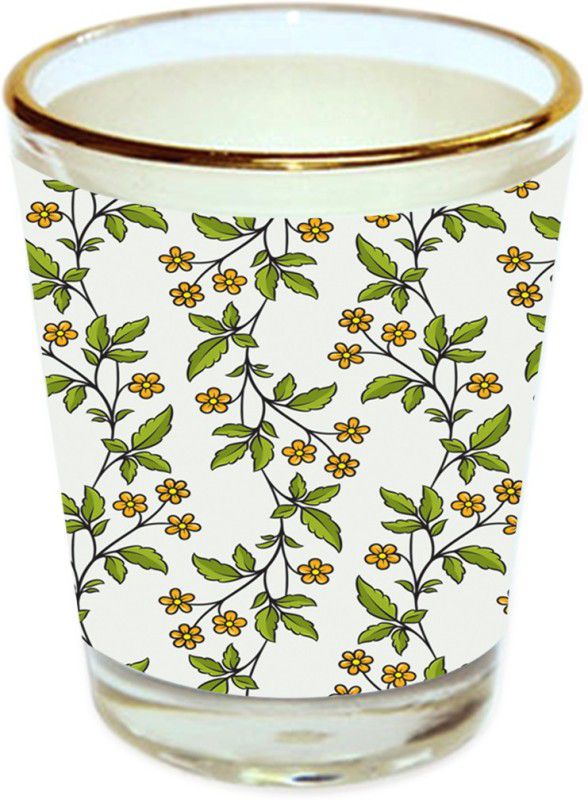 Sri Sai Shopping vodka shot glass multicolor floral design with golden rim for home and bar accessories 40ml (style-10451) Glass Shot Glass  (40 ml, Glass, Multicolor)