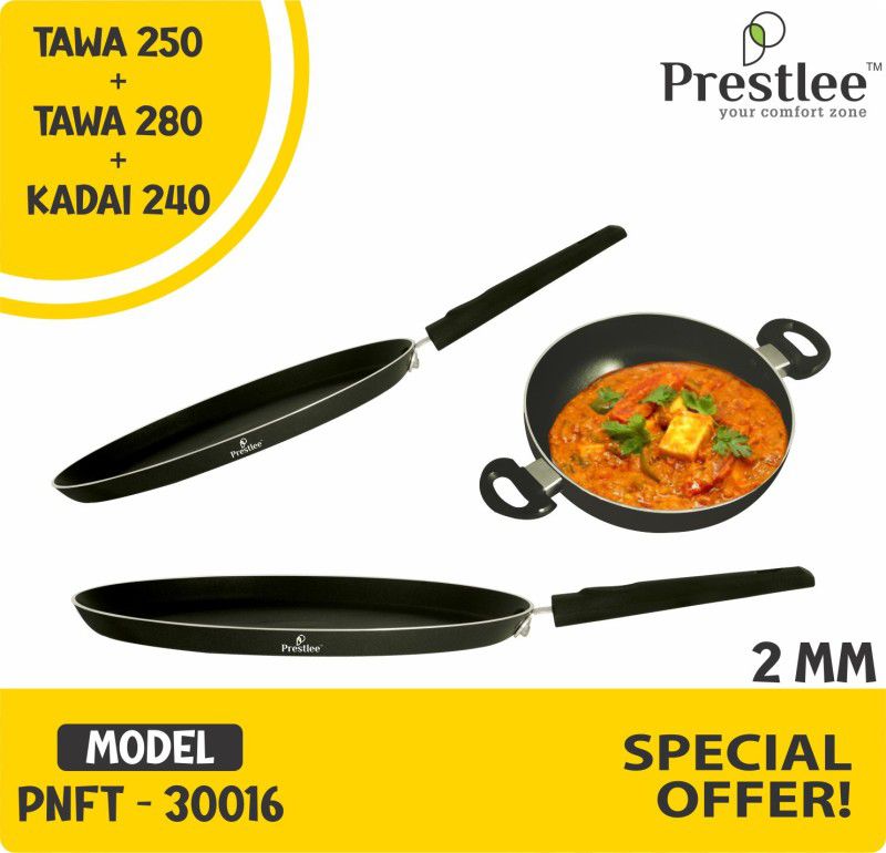 Sabari Prestlee PNFT-30016 Non-Stick Coated Cookware Set/non stick kadai/appam kadai Tawa 24 cm diameter  (Aluminium, Non-stick)