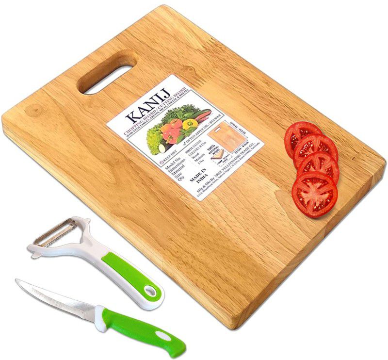 33HDL1+SK8i-G+UPY-G Cutting Board and Knife and Peeler Chef Cook Cutting Peeling Essential Natural Kitchen Tool Set  (Multicolor)