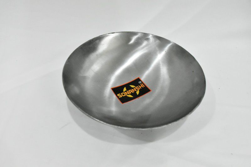 Sonanshi Pure Iron/Loha Heavy Deep Fry Kadhai|Silver Kadhai 25.7 cm diameter 1.5 L capacity  (Iron)