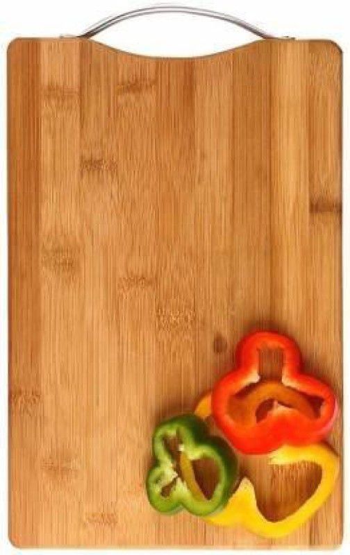 krios Premium Quality Size (36 x 26 cm) Natural Bamboo Chopping Board with Handle for Vegetables, Fruits, Meat Wooden Cutting Board  (Brown Pack of 1)