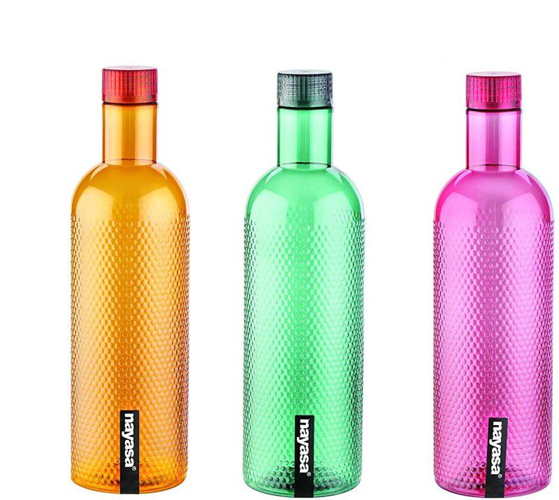 NAYASA ORBIT FRIDGE WATER BOTTLE 1000ML 3 PCS SET 1000 ml Bottle  (Pack of 3, Multicolor, Plastic)