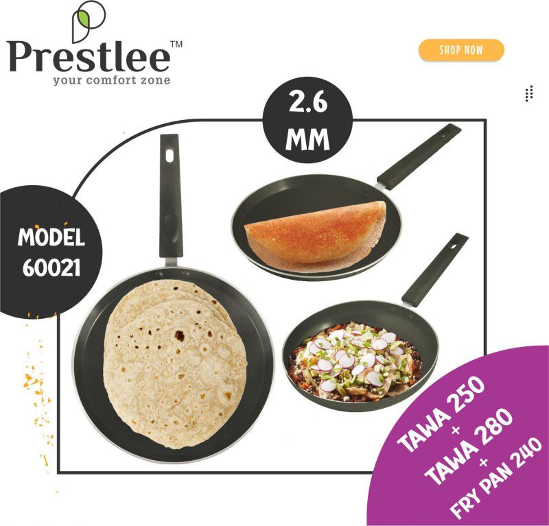 Sabari Prestle PNFT-60021 Non-Stick Coated Cookware Set/nonstick tawa pan/Frypan Pot Fry Pan 24 cm diameter 0.5 L capacity  (Aluminium, Non-stick)