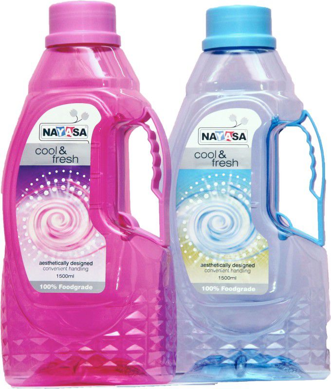 NAYASA FONTANA 1500 ml Bottle  (Pack of 2, Multicolor, Plastic)