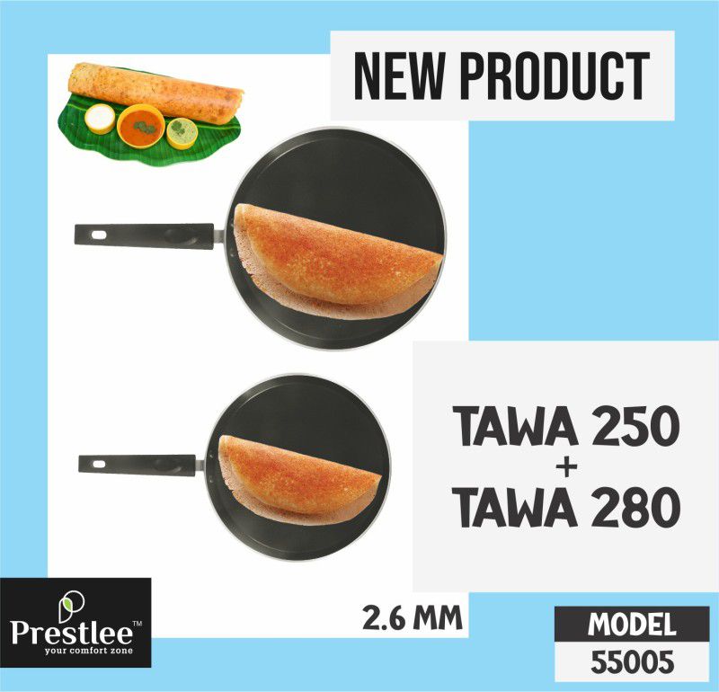 Sabari Prestlee PNFT-55006 Non-Stick Coated Cookware Set/Dosa Tawa Combo/Tawa Set Tawa 28 cm diameter  (Aluminium, Non-stick)