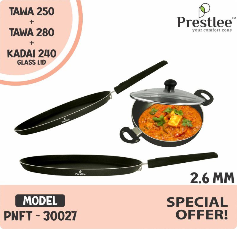 Sabari Prestle PNFT-30027 Non-Stick Coated Cookware Set/Pan set comboDosa Tawa/ Tawa 24 cm diameter  (Aluminium, Non-stick)