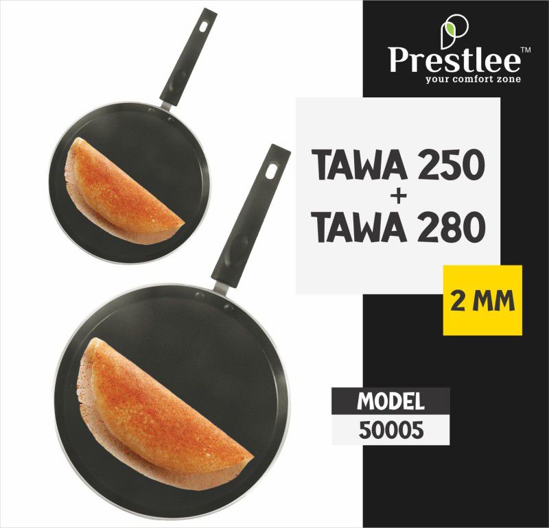 Sabari Prestlee PNFT-50005 NonStick Coated Cookware Se/Non Stick Set/Dosa Tawa Set of 2 Tawa 28 cm diameter  (Aluminium, Non-stick)