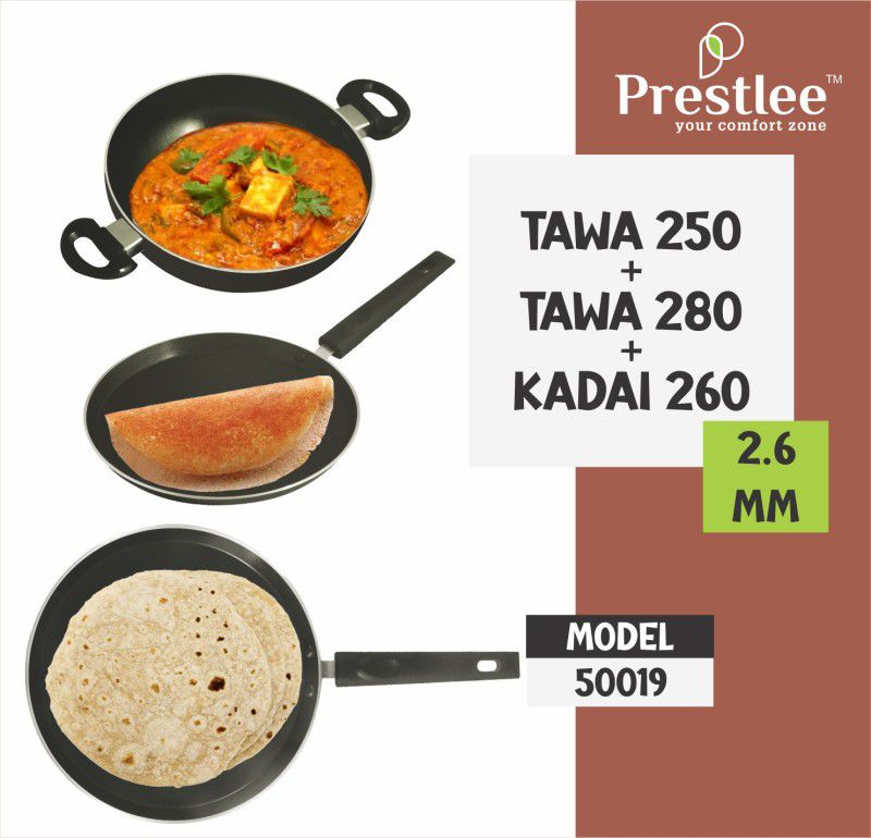 Sabari Prestlee PNFT-50019 Non-Stick Coated Cookware Set/kadai nonstick/Pan set combo Tawa 26 cm diameter  (Aluminium, Non-stick)
