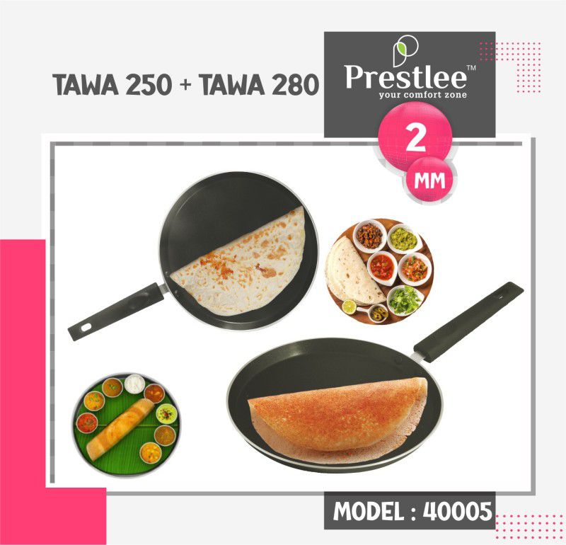 Sabari Prestlee PNFT-40005 NonStick Coated Cookware Set/Non Stick Set/Dosa Tawa Set 2 Tawa 28 cm diameter  (Aluminium, Non-stick)