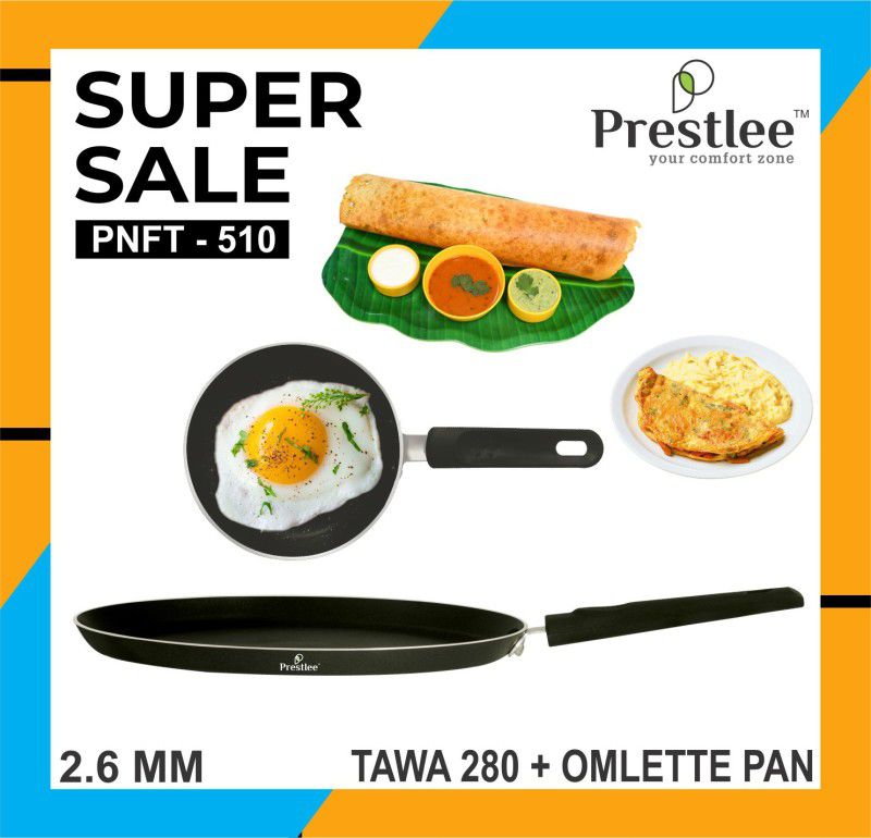 Sabari Prestlee PNFT-510 Non-Stick Coated Cookware Set/Tawa Set/Tawa Combo/Tawa Pan Tawa 28 cm diameter  (Aluminium, Non-stick)