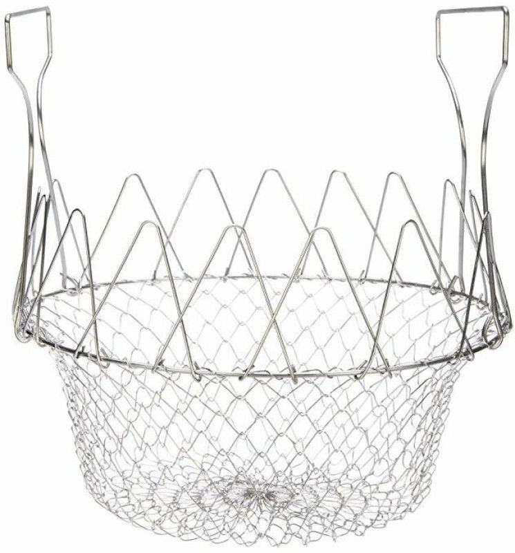 GLOBEX Chef Basket Collapsible Deep Frying Basket  (Silver Pack of 1)