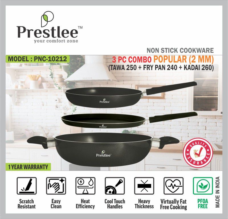 Sabari Prestlee PNC-10212 Non-Stick Cookware/Non Stick Dosa tawa/Deep Kadhai Tawa 25 cm diameter  (Aluminium, Non-stick)