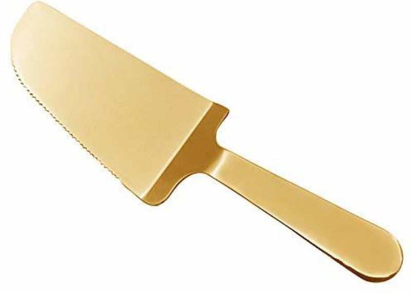 Crazo Fashion Gold Pizza Shovel Spatula, Food Grade Stainless Steel Cake Cutter, All in One Server with Serrated Cutting Edge, Great for Wedding, Birthday & Special Event (Pack of 1) Rocker Pizza Cutter  (Steel)