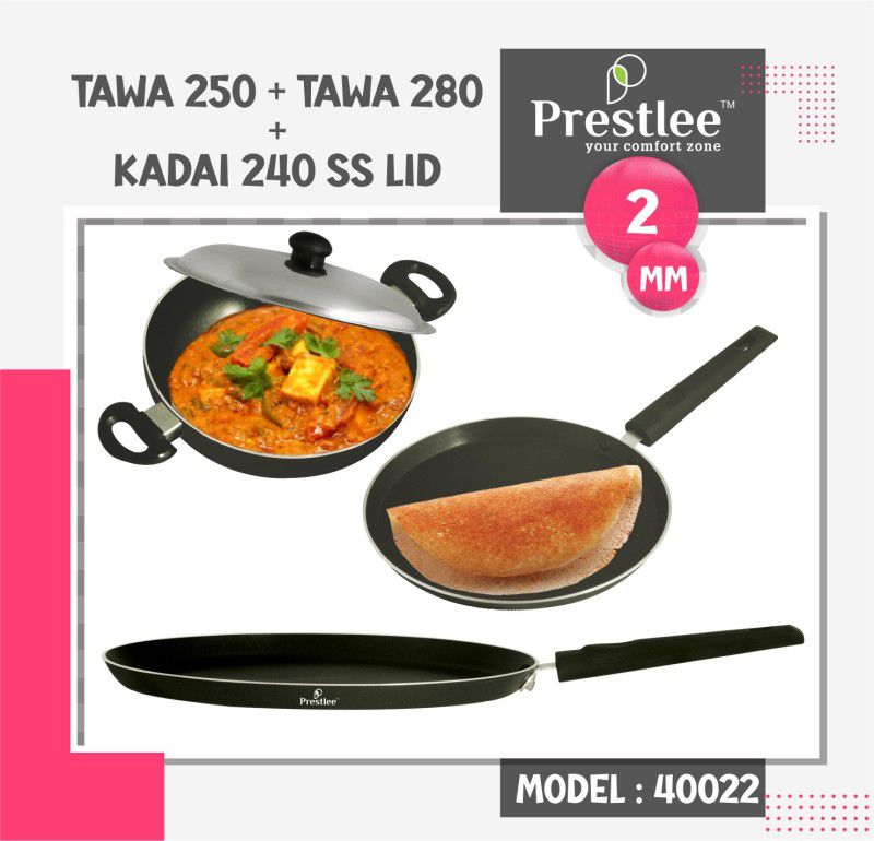 Sabari Prestle PNFT-40022 Non-Stick Coated Cookware Set/nonstick tawa pan/kadhai Kadhai 24 cm diameter 0.5 L capacity  (Aluminium, Non-stick)