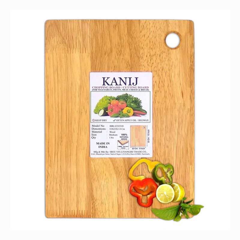 KANIJ Cutting Board For Vegetable Fruit Cheese Meat Bread Home Kitchen Chopping Board Chef Cutting and Chopping Wooden Cutting Board  (Beige Pack of 1 Dishwasher Safe)