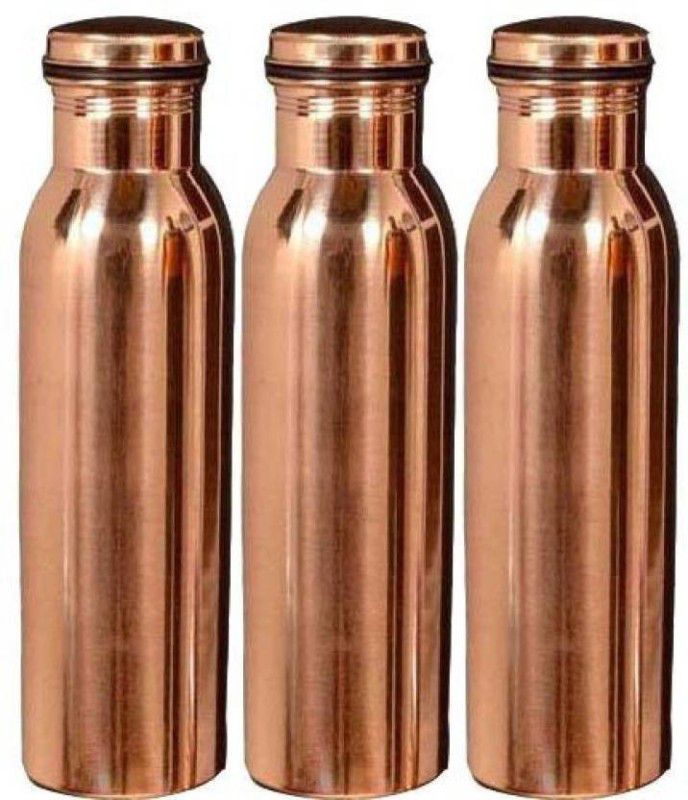 G Mart G-Mart Copper Water Bottles Brown 1000 ml Fridge Bottle Set of 3 1000 ml Bottle  (Pack of 3, Brown, Copper)