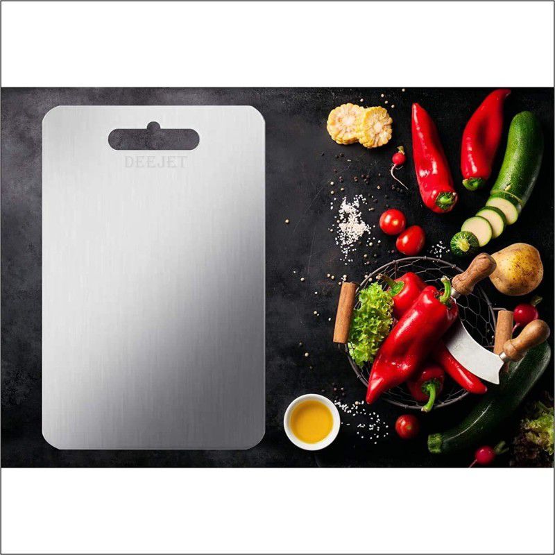 AnjaniputrA Multipurpose Food-Grade kitchen heavy duty serving chopping serving cut dough board for fruits vegetables and meat Stainless Steel Cutting Board Stainless Steel Cutting Board  (Silver Pack of 1 Dishwasher Safe)