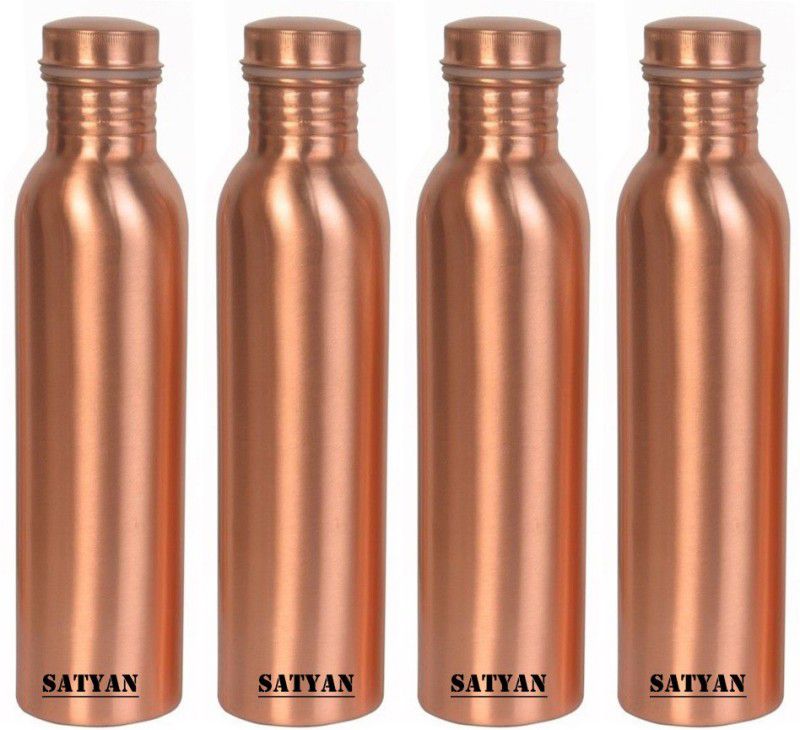 Satyan COPPER WATER BOTTLE, 1000 ML, LEAK PROOF 1000 ml Bottle  (Pack of 4, Brown, Copper)