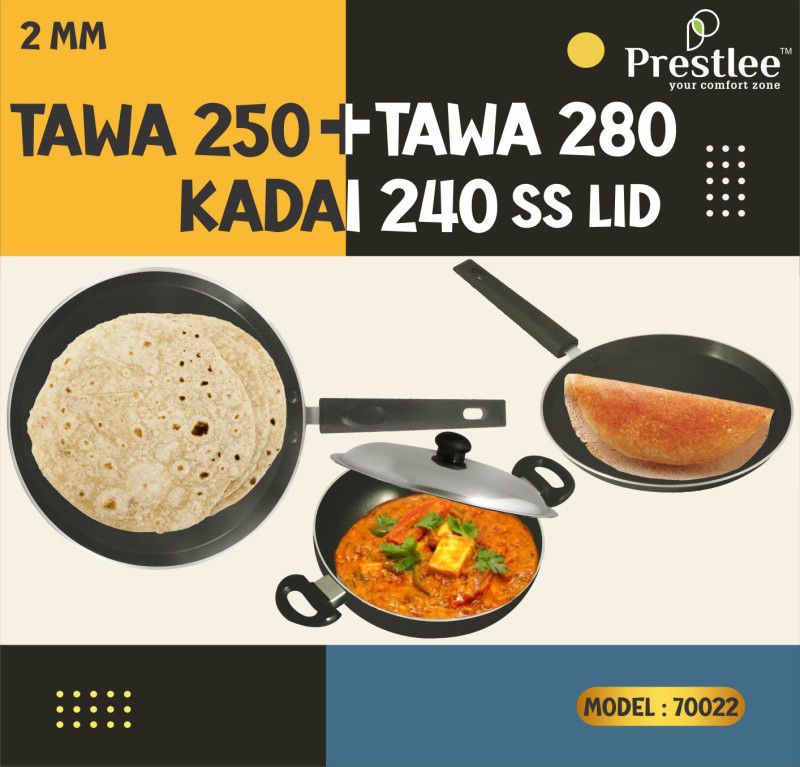 Sabari Prestle PNFT-70022 Non-Stick Coated Cookware Set/Kadai Set/kadahi/Deep Kadhai Kadhai 24 cm diameter 0.5 L capacity  (Aluminium, Non-stick)