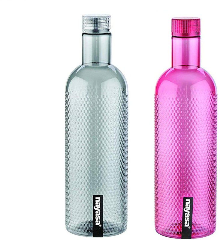 NAYASA TURTLE FRIDGE PET BOTTLE 1000ML 2 PCS SET 1000 ml Bottle  (Pack of 2, Black, Pink, Plastic)