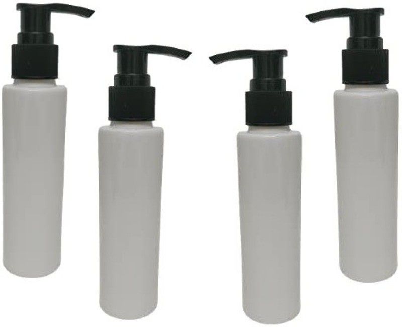 JARBAZAAR 100 ml Empty Plastic Pump Bottles Portable Shampoo Lotion Pump Dispenser 4 Pcs 100 ml Spray Bottle  (Pack of 4, White, Plastic)
