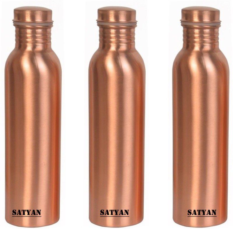 Satyan COPPER WATER BOTTLE, 1000 ML, LEAK PROOF 1000 Bottle  (Pack of 3, Brown, Copper)