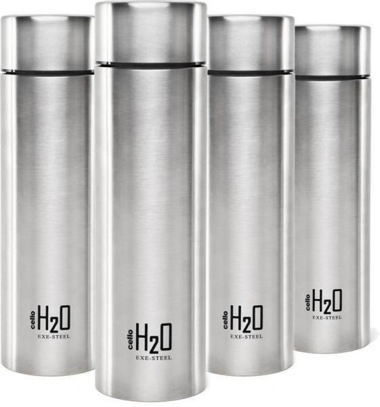 cello H2O EXE STEEL 1000 ml Bottle  (Pack of 4, Silver, Steel)