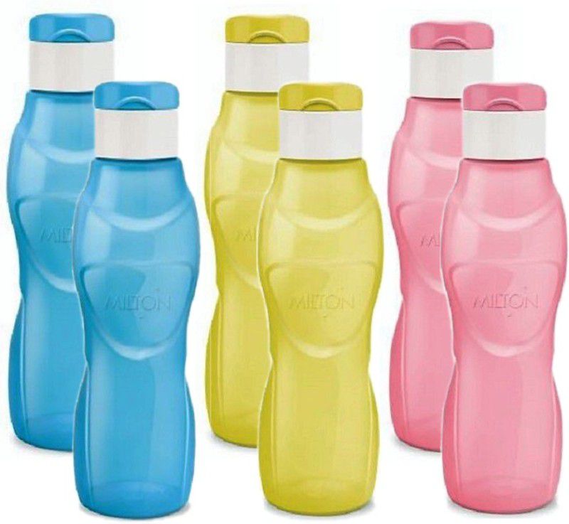 MILTON Ace Flip 1000ML - Blue, Yellow, Pink (Set of 6) 1000 ml Bottle  (Pack of 6, Multicolor, Plastic)