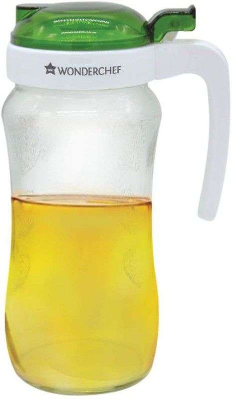 WONDERCHEF Glass Oil Pourer 1000 ml Flask  (Pack of 1, Green, Clear, Glass)