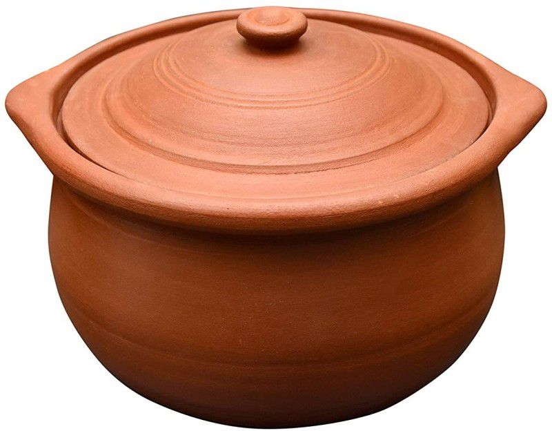 EZHAK Handmade Clay Earthen Kadai Pot with Lid for Cooking Handi 1.5 L with Lid  (Earthenware)