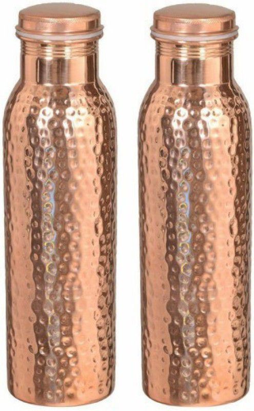 Svcrafts Copper Bottle_HB02 1000 ml Flask  (Pack of 2, Brown, Copper)